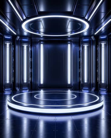 White Blue Futuristic Neon Sci Fi Stage Background