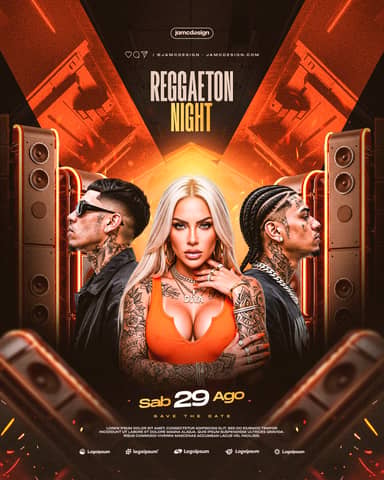 Reggaeton Party Social Media Flyer Design Template PSD Editable