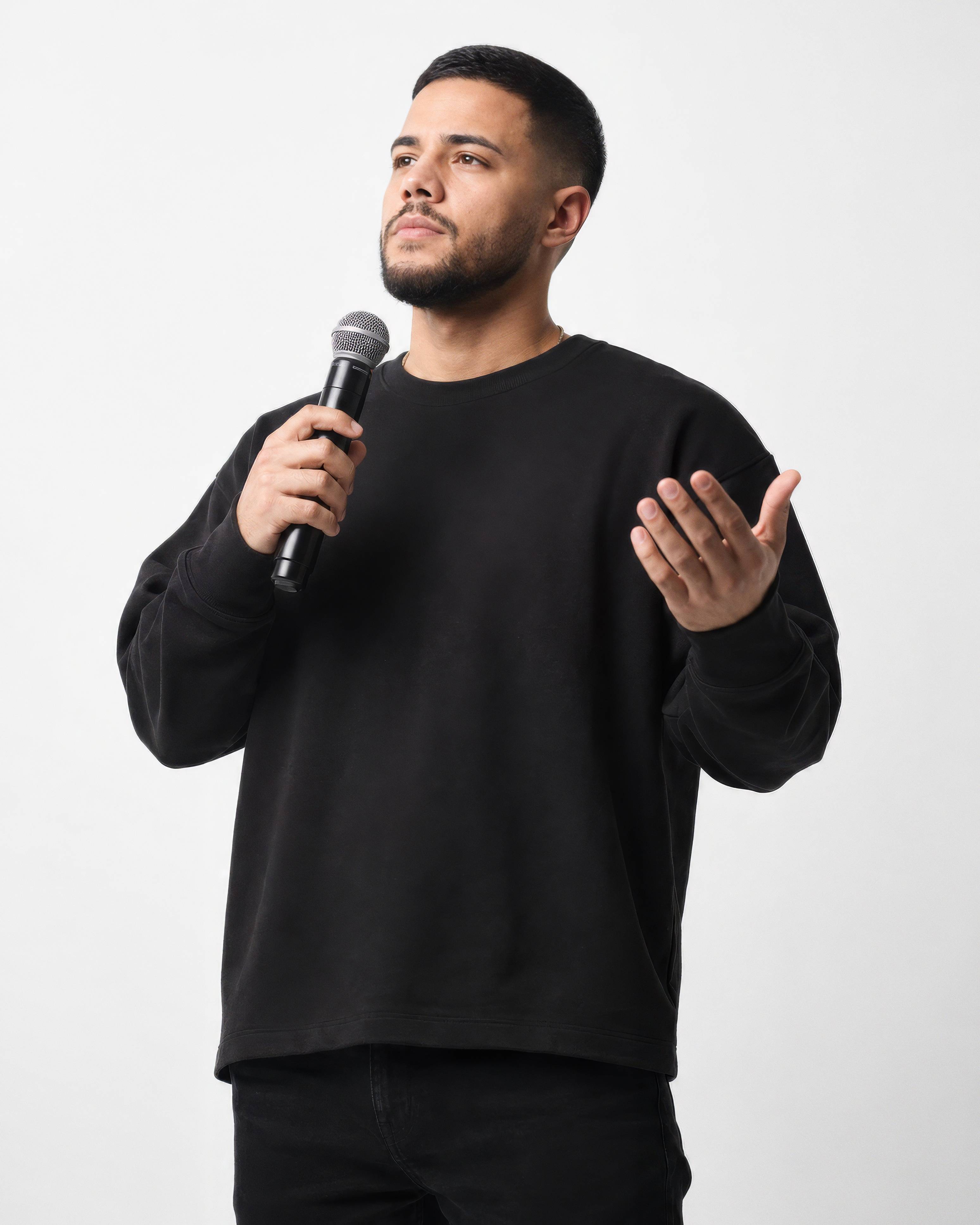 Christian Worship Leader with Microphone Photo