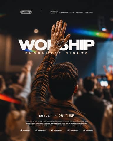 Christian Worship Encounter Nights Flyer Template PSD Editable