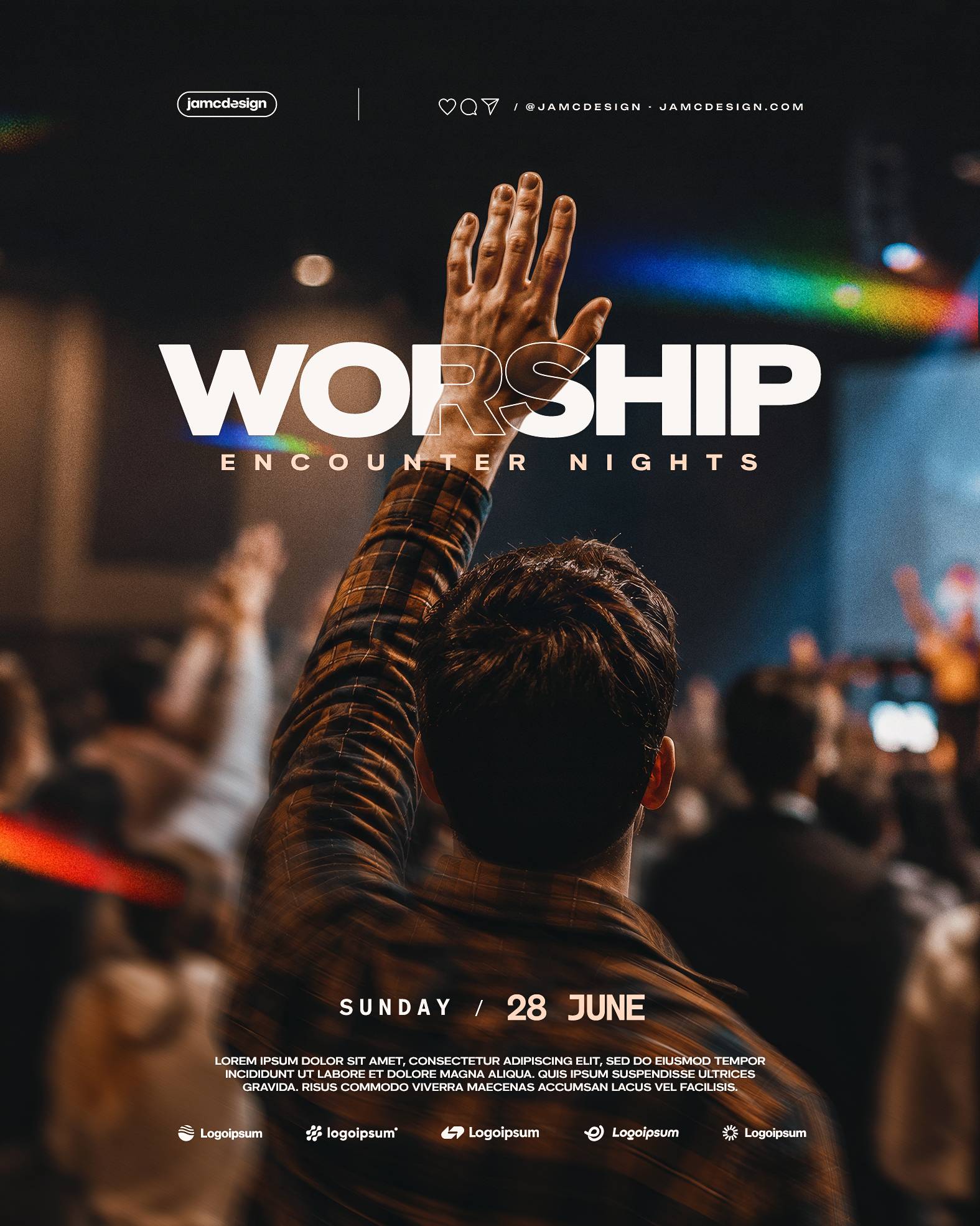 Christian Worship Encounter Nights Flyer Template PSD Editable