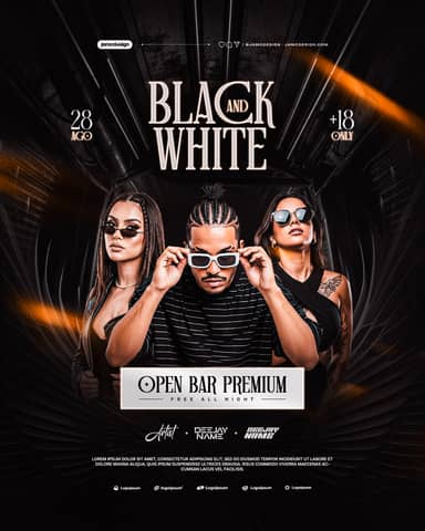 Black & White Night Party Event Flyer Template PSD