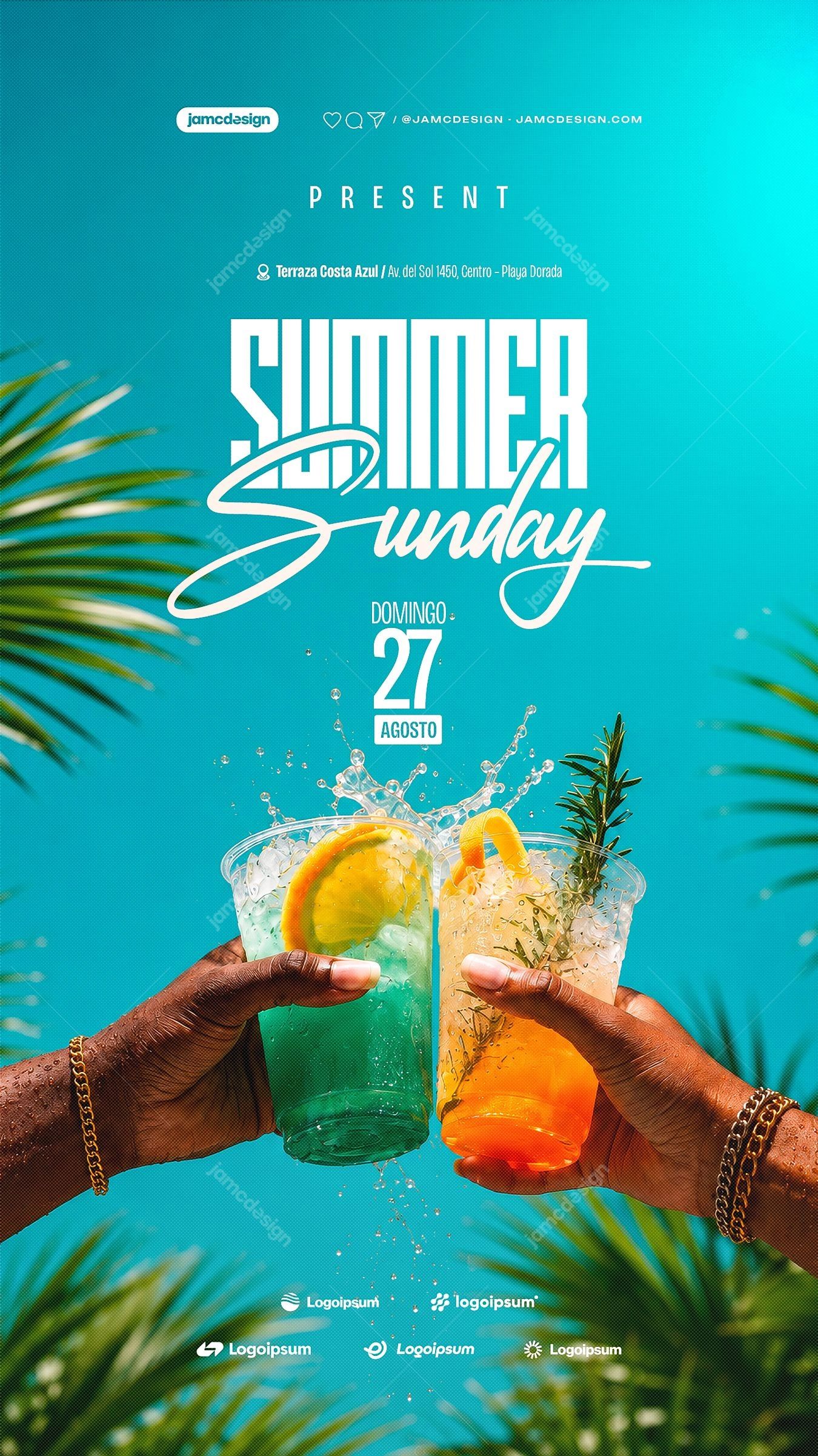 Summer Sunday Social Media Flyer Design Template PSD Editable