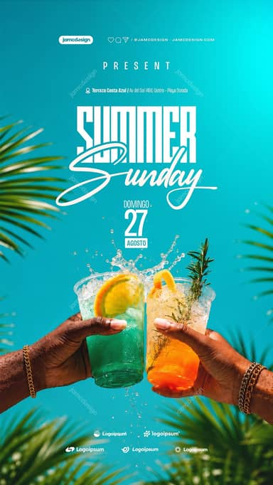 Summer Sunday Social Media Flyer Template PSD Editable