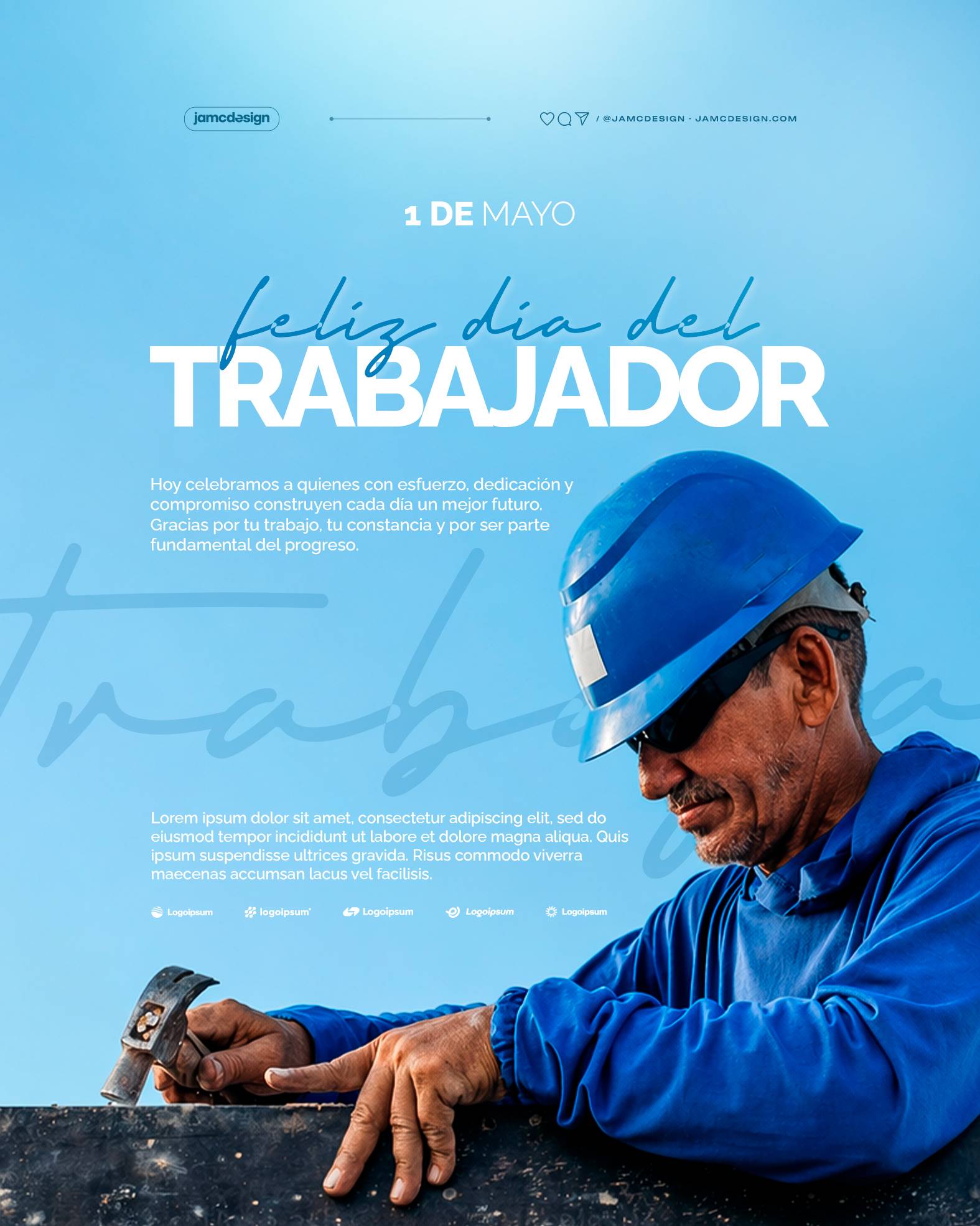 Dia Del Trabajador Flyer Template PSD Editable