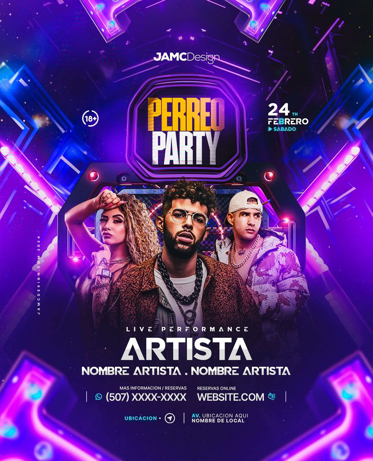Perreo Party Flyer Template PSD