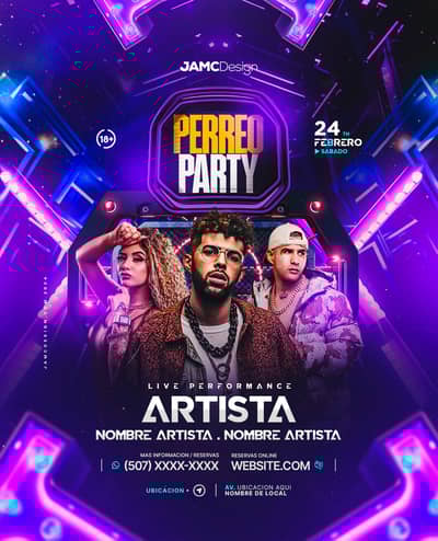 Perreo Party Flyer Template PSD