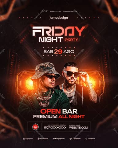 Modelo de Flyer Design Sexta à Noite PSD Editável