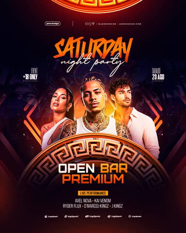 Saturday Night Party Design Flyer Template PSD Editable