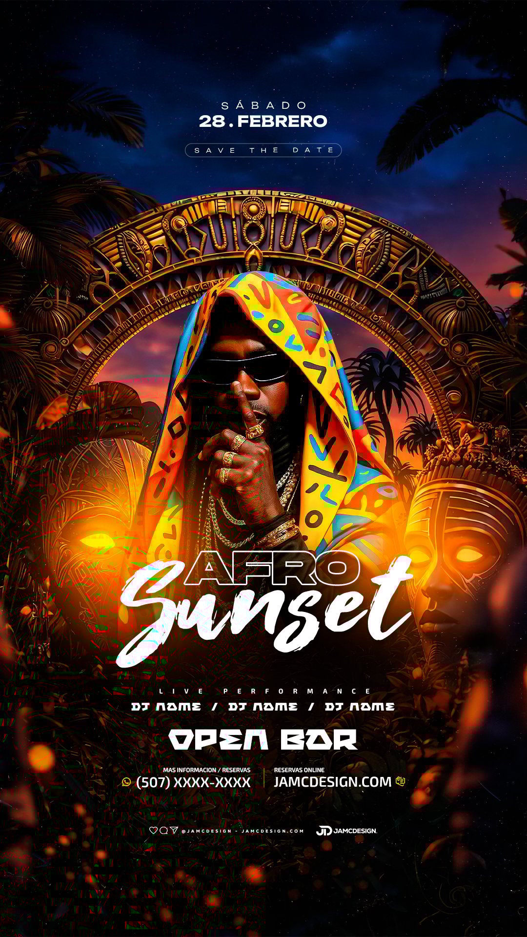 Story Afro Sunset Flyer Template PSD