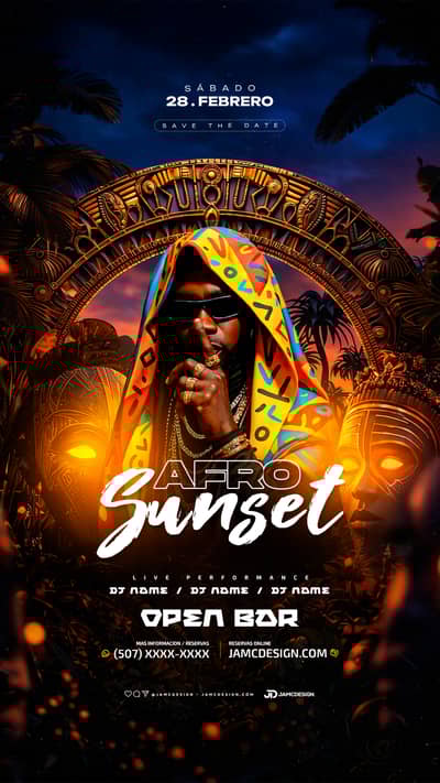 Story Afro Sunset Flyer Template PSD