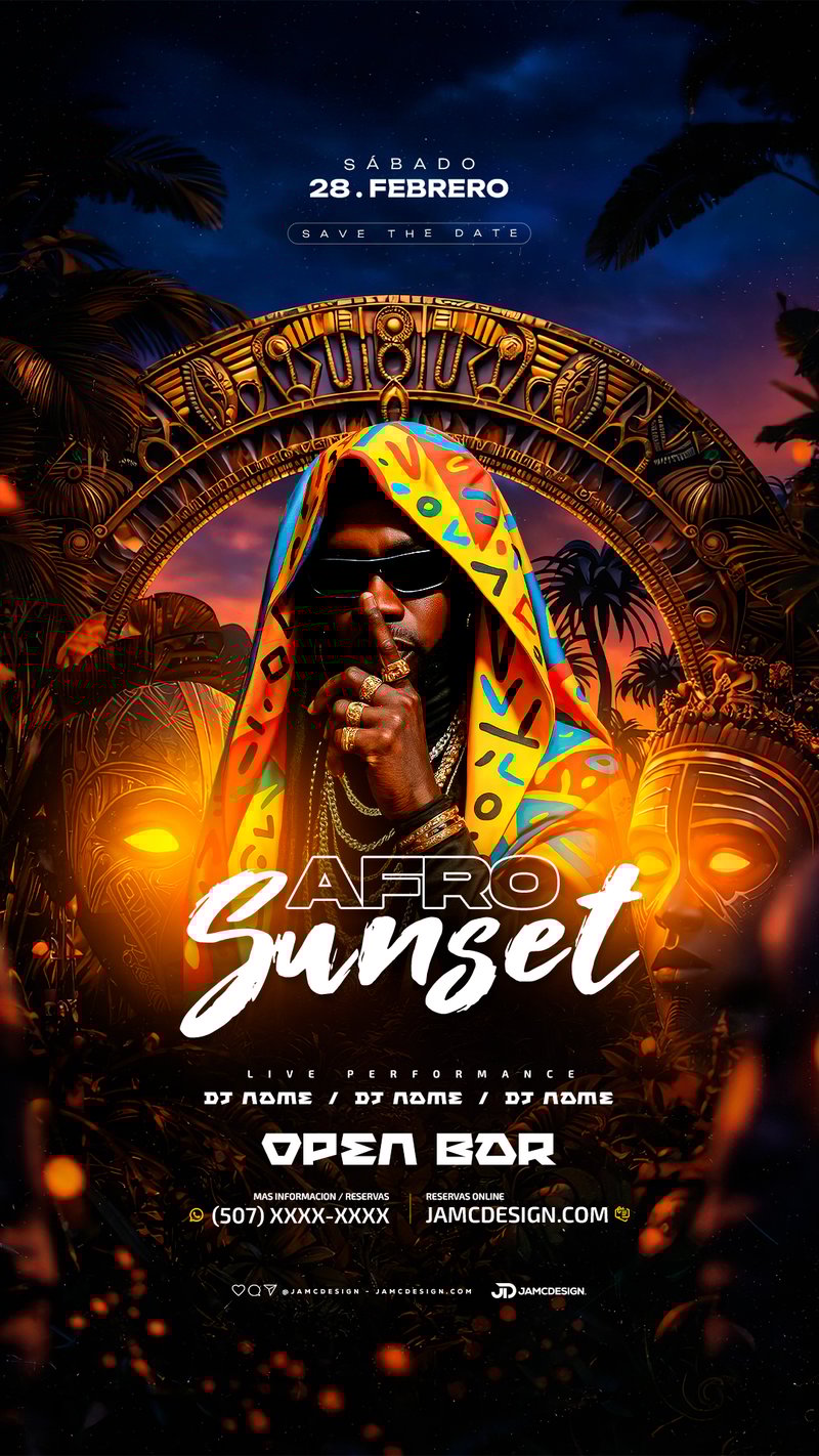 Story Afro Sunset Flyer Template PSD