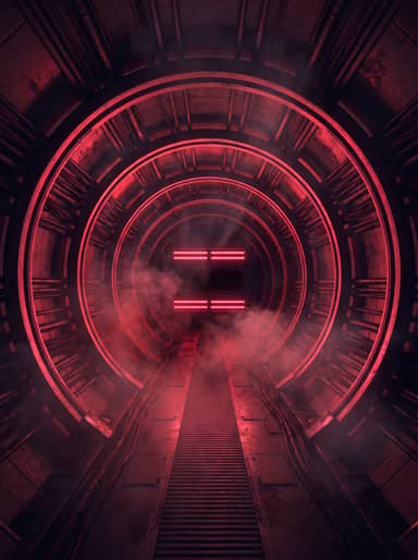 Futuristic Sci Fi Tunnel Metallic Ribs Background