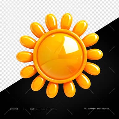 3D Bright Sun Emblem PNG Transparent Background