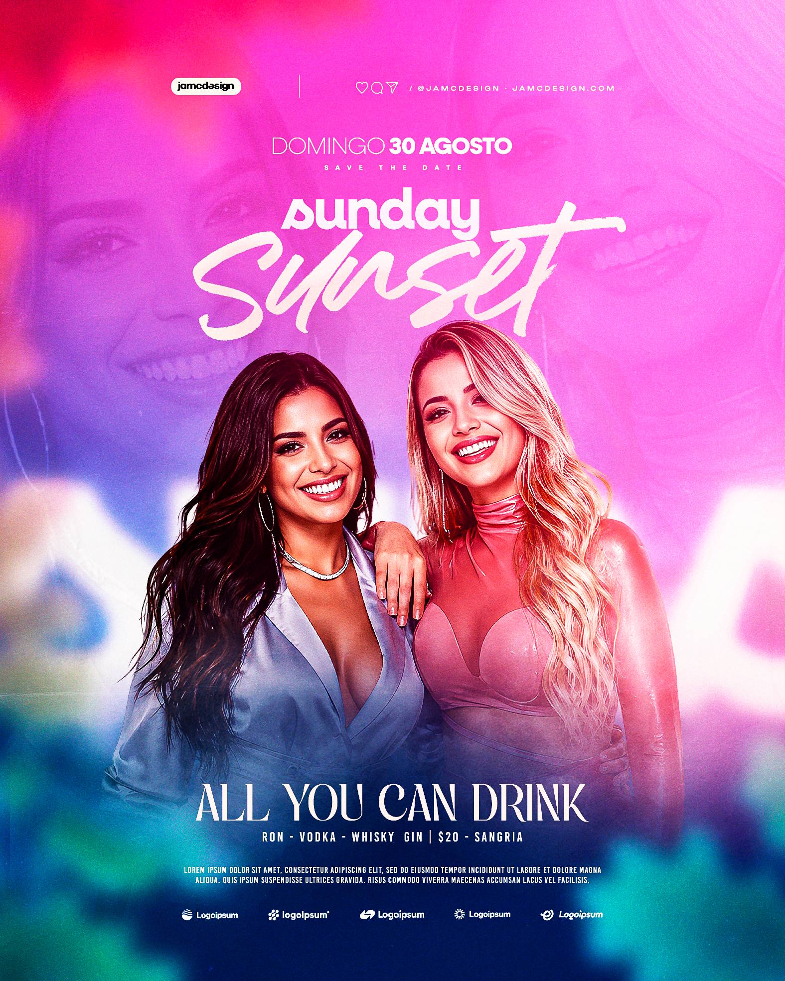 Sunset Sunday Social Media Flyer Design Template PSD Editable
