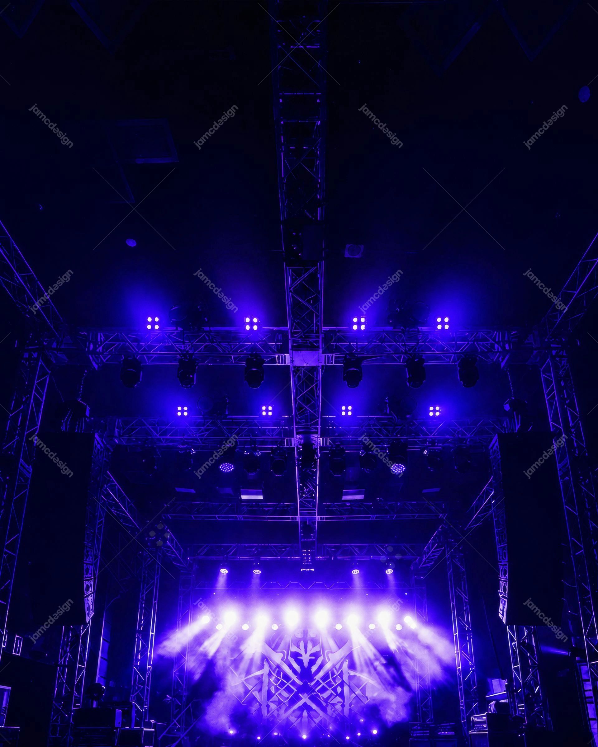 Night Concert Stage With Purple Lights Background