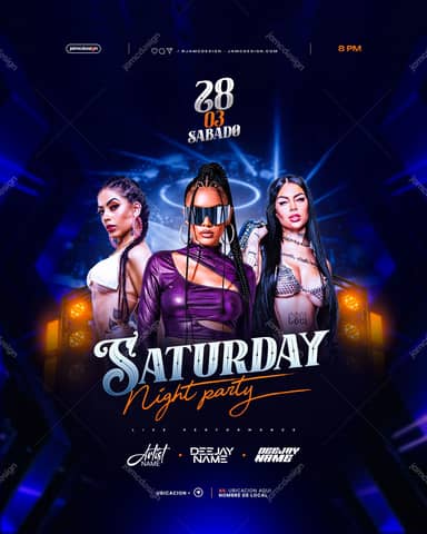 Festa de Sábado À Noite Modelo de Flyer PSD Editável