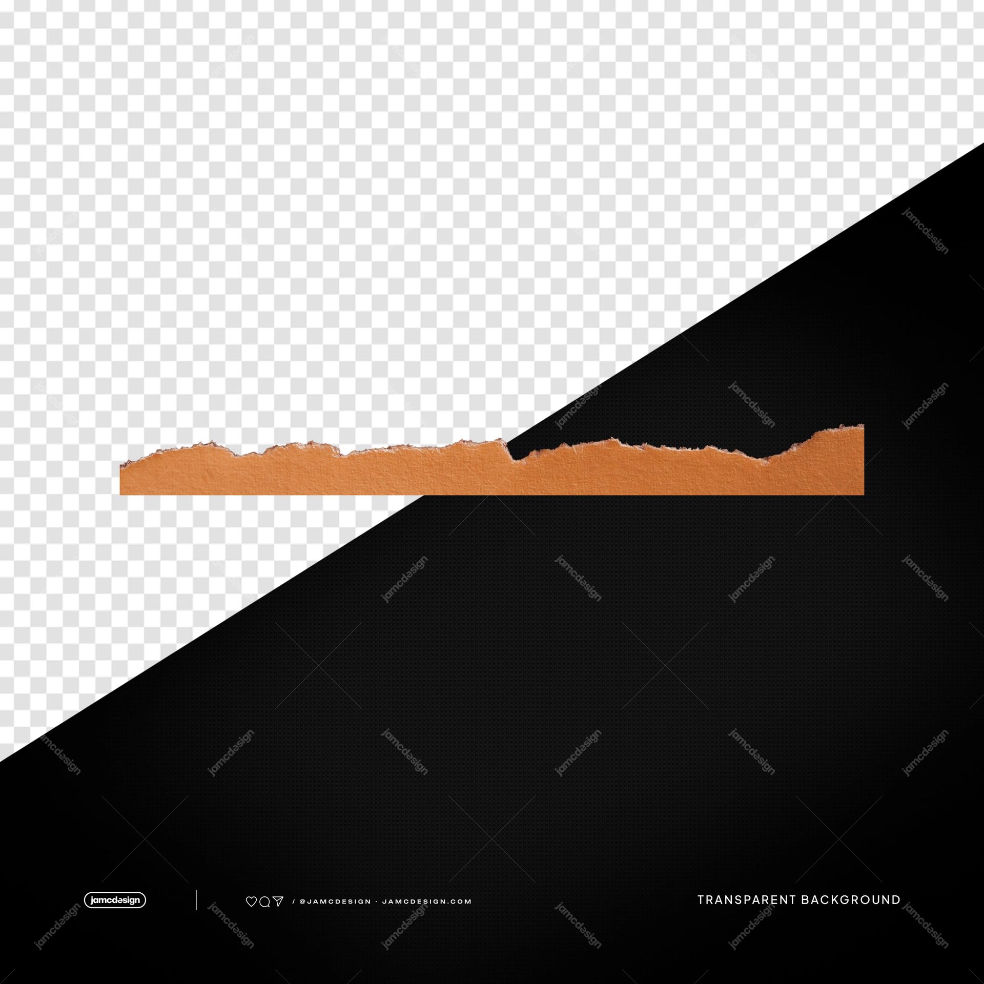 Orange Torn Paper Strip Warm Overlay PNG Transparent. Orange torn paper strip supplied as a transparent PNG object