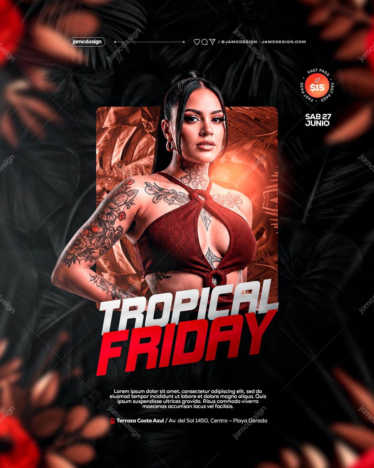 Tropical Friday Flyer Template PSD Editable