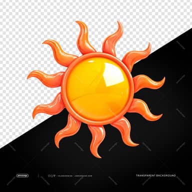 3D Radiant Sun Icon PNG Transparent Background