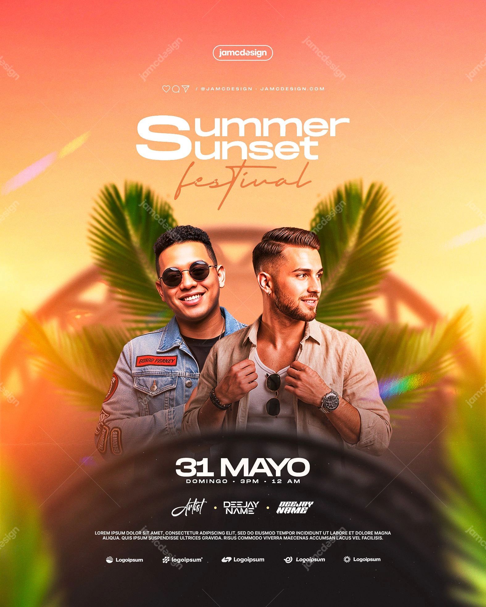 Summer Sunset Flyer Template PSD Editable