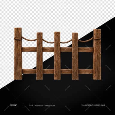 Rustic Wooden Rope Fence Weathered Timber Posts PNG Transparent