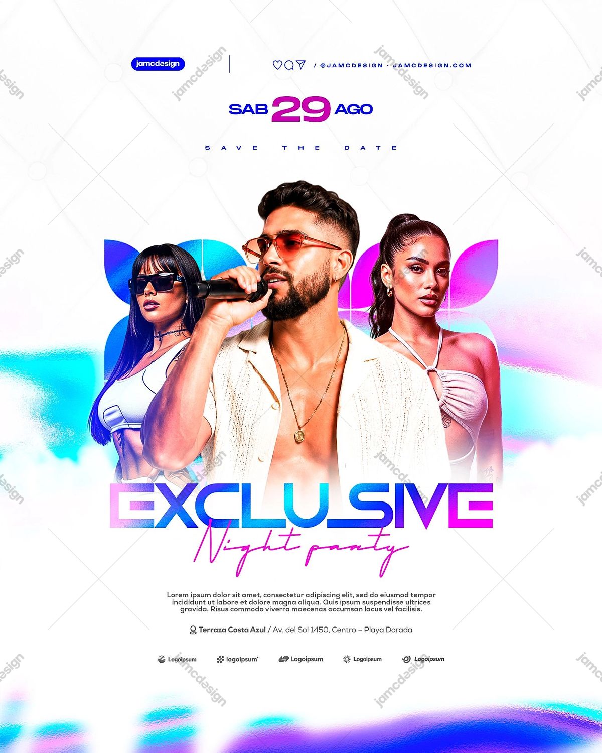Exclusive Night Event Social Media Flyer Design Template PSD Editable