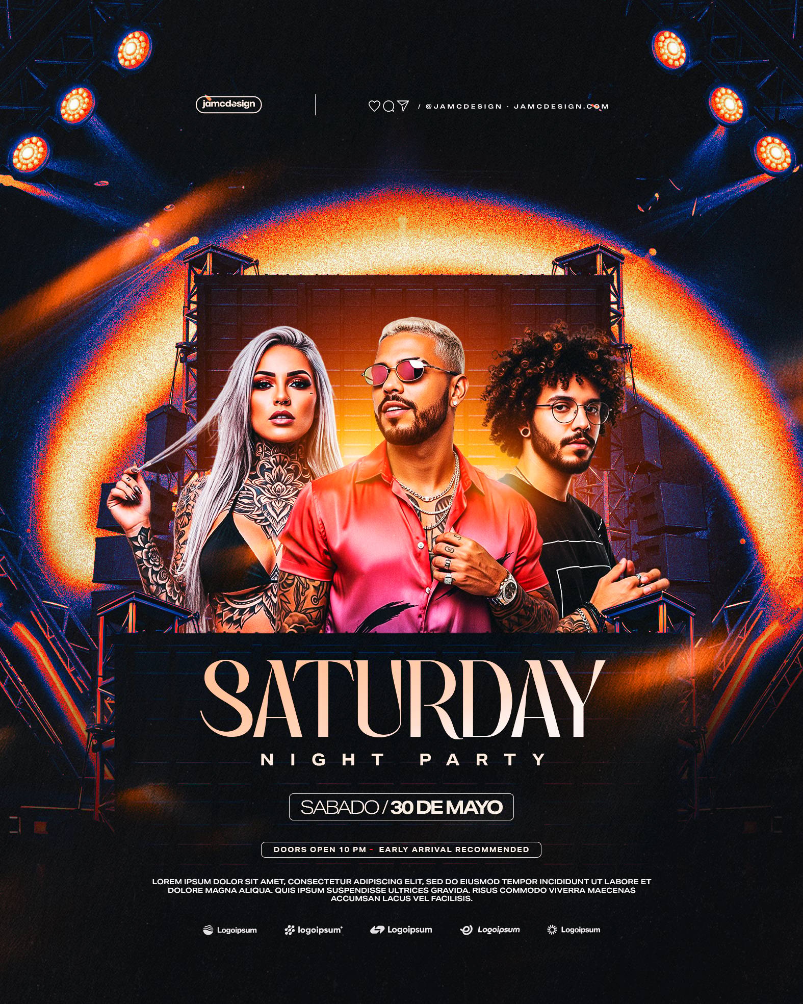 Saturday Night Party Flyer Template PSD Editable