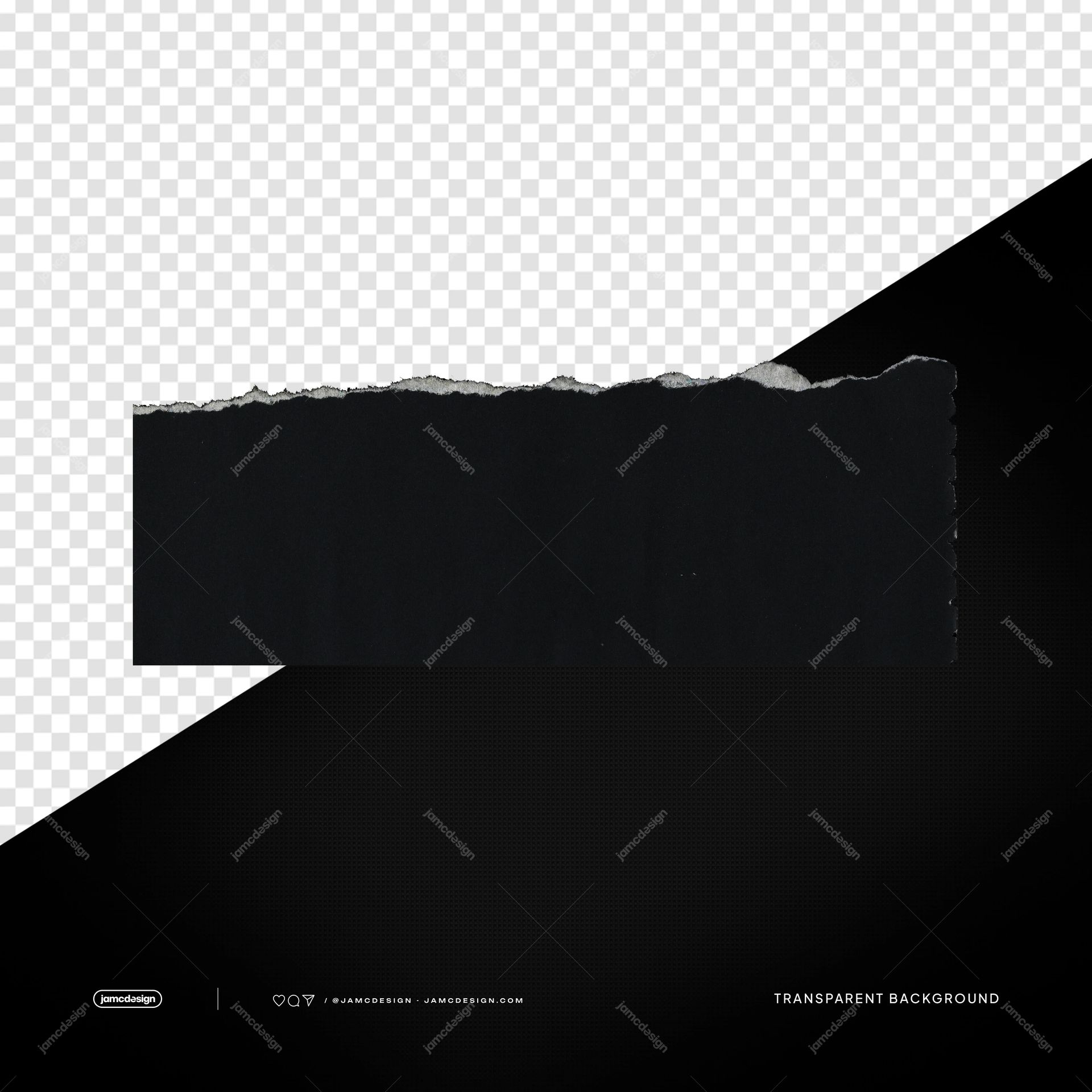 Black Torn Paper Rectangle Ragged Dark Surface PNG Transparent. Black torn paper rectangle supplied as a transparent object PNG