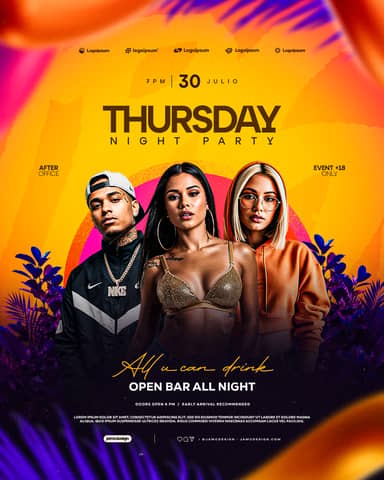 Thursday Night Social Media Flyer Design Template PSD Editable