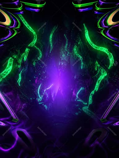 Neon Green Sci-Fi Tentacle Portal Purple Portal Glow Background