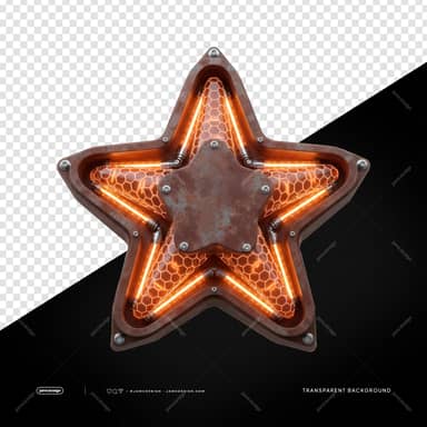 Five Point Orange Neon Star Light Rusty Honeycomb Lamp PNG Transparent