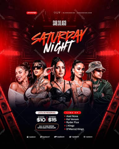 Saturday Night Event Flyer Template PSD Editable