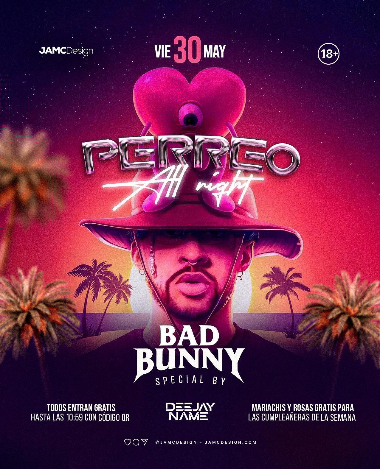 Perreo Party Flyer Template PSD