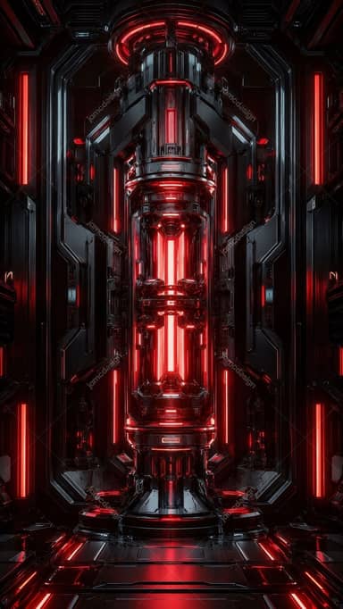 Arrière-Plan de Science-Fiction avec Chambre de Réacteur au Néon Rouge
