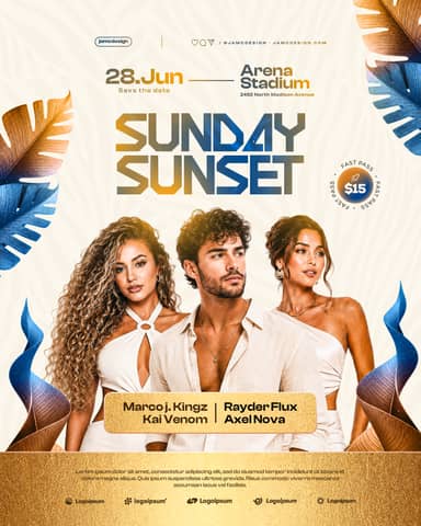 Summer Sunset Design Flyer Template PSD Editable