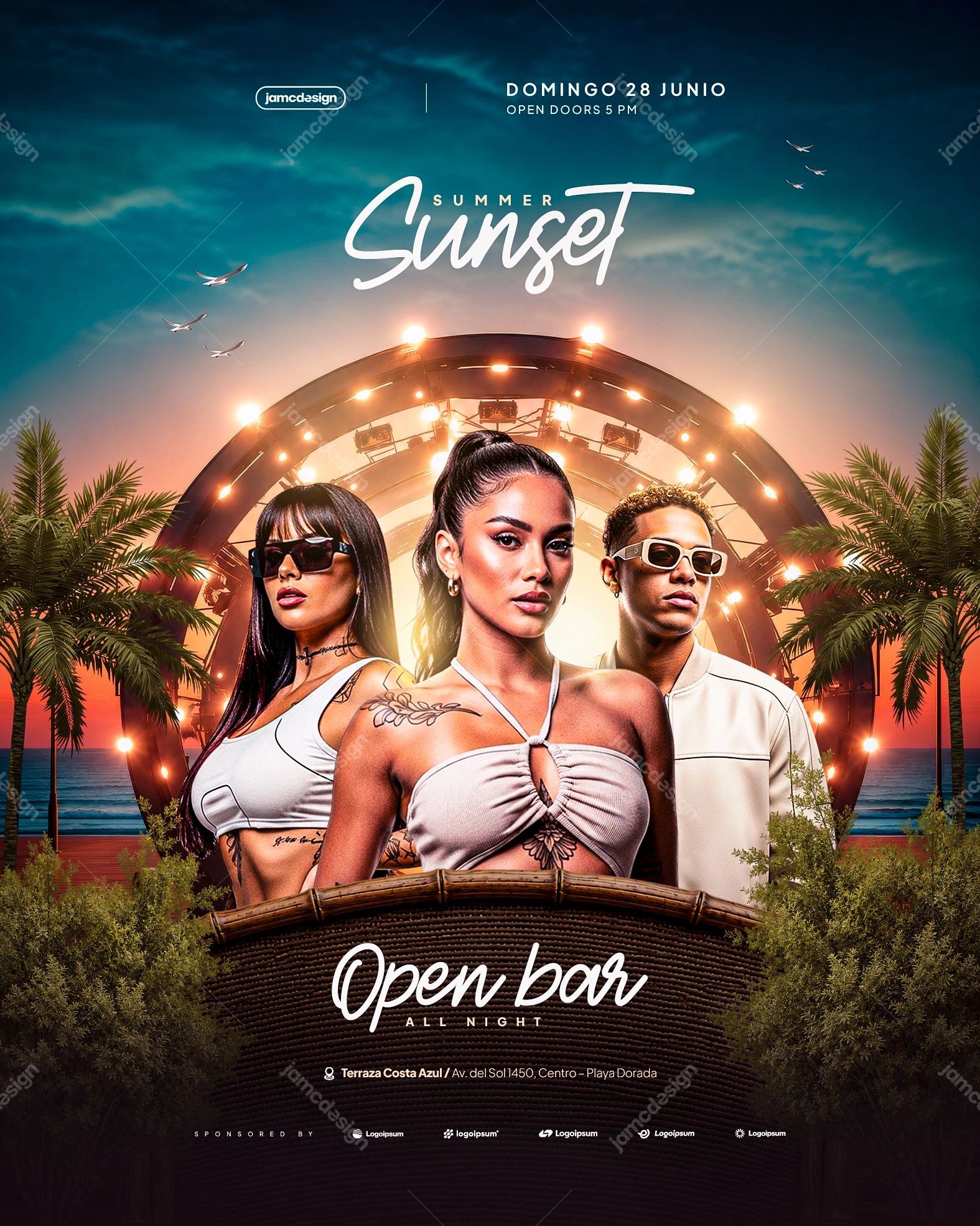 Summer Sunset Flyer Template PSD Editable