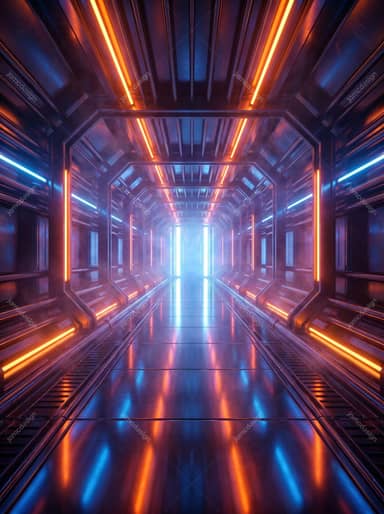 Fond de Tunnel Sci-Fi Reflets de Néon