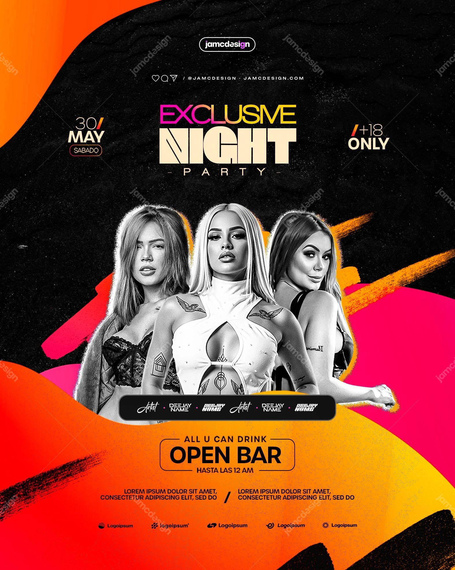 Exclusive Night Party Flyer Template PSD Editable
