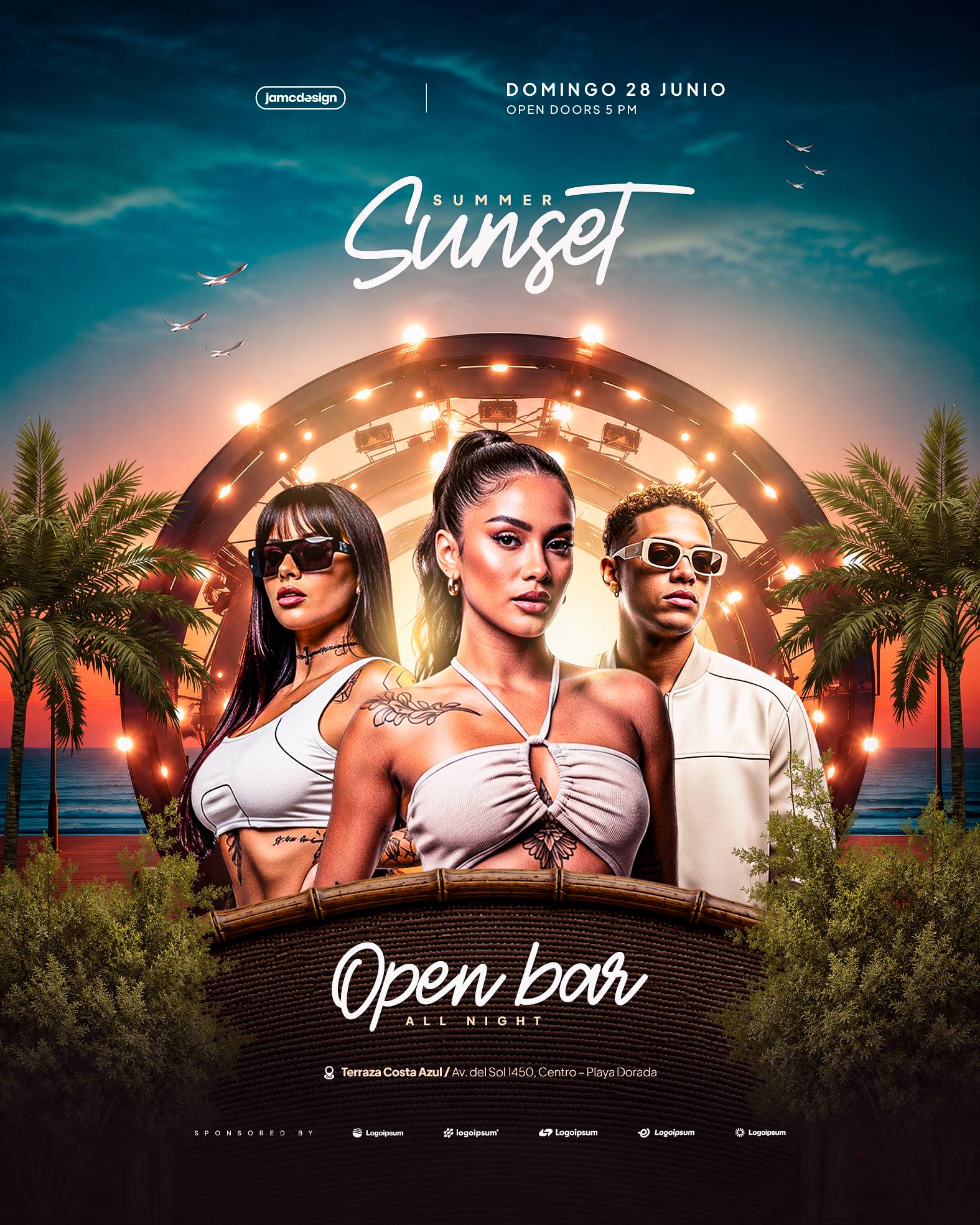 Summer Sunset Flyer Template PSD Editable