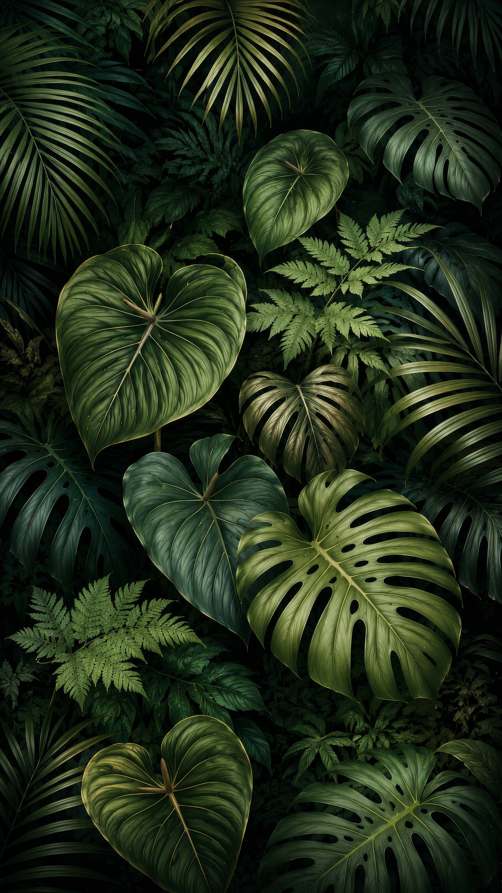 Exotic Anthurium Monstera Ferns Tropical Background