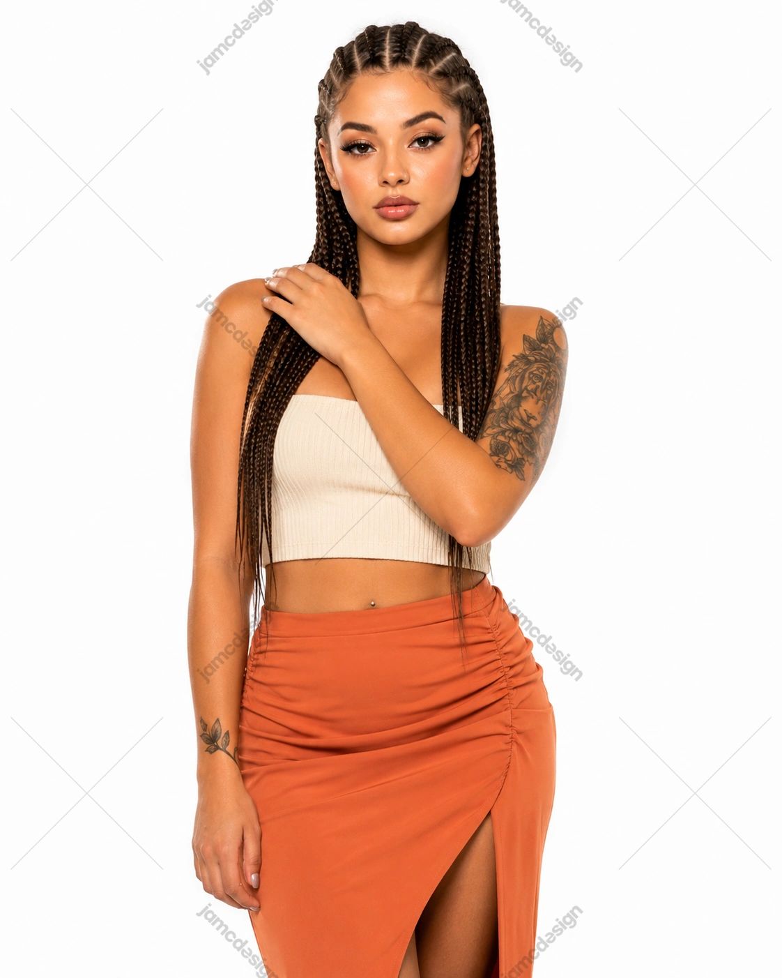 Stylish Female Model Studio Portrait