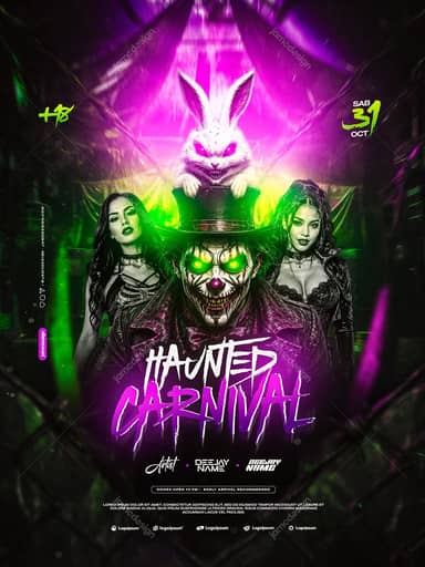 Haunted Carnival Hallowen Flyer Template PSD Editable