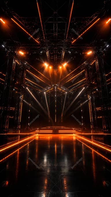 Fundo de Palco de Clube Neon Laranja Futurista JPG