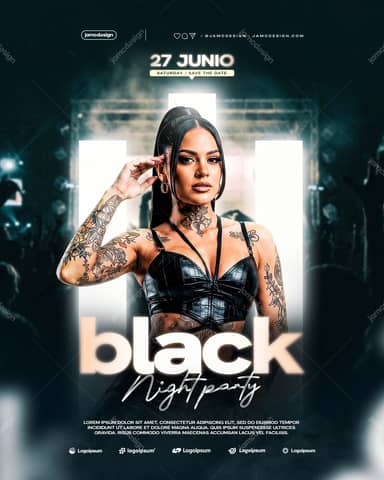 Flyer Black Night Modelo PSD Editável