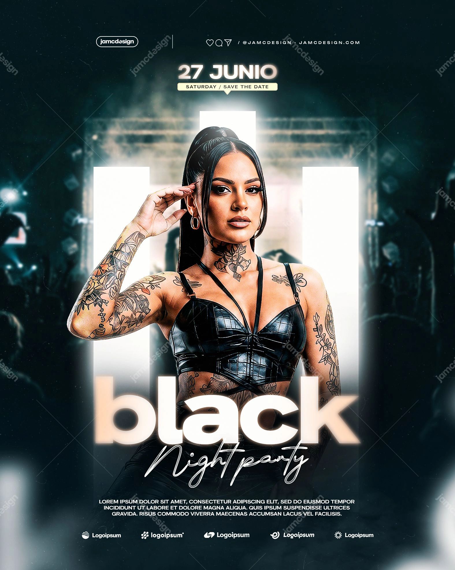 Black Night Flyer Template PSD Editable