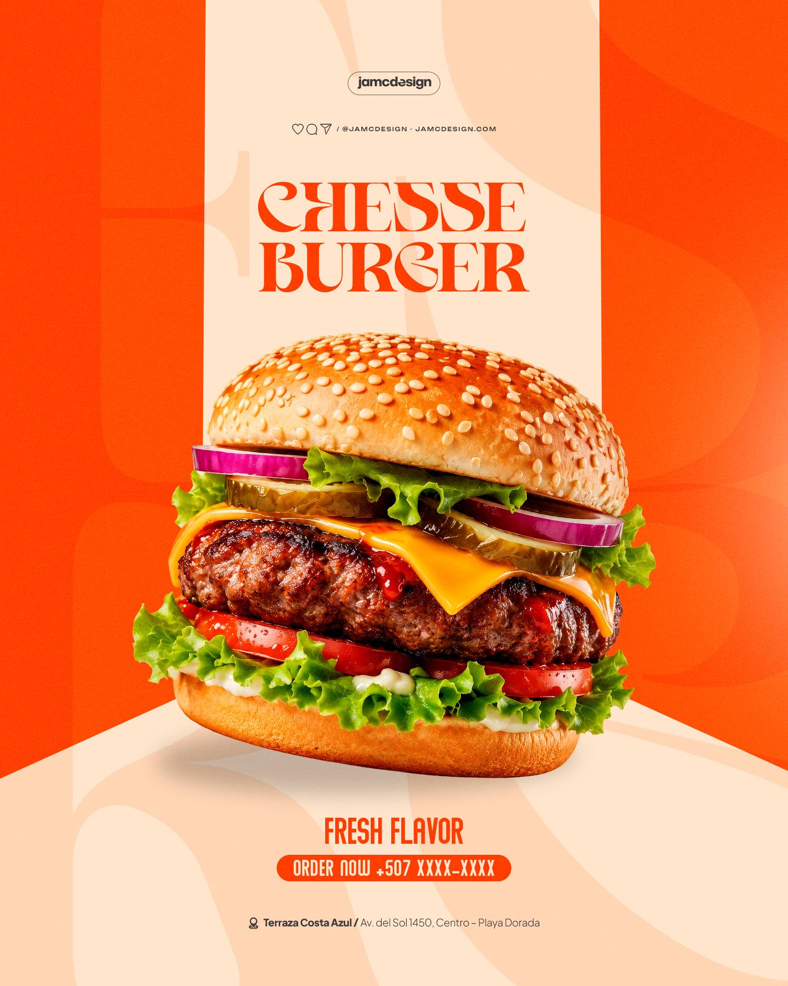 Juicy Cheese Burger Food Promotion Flyer Template PSD Editable