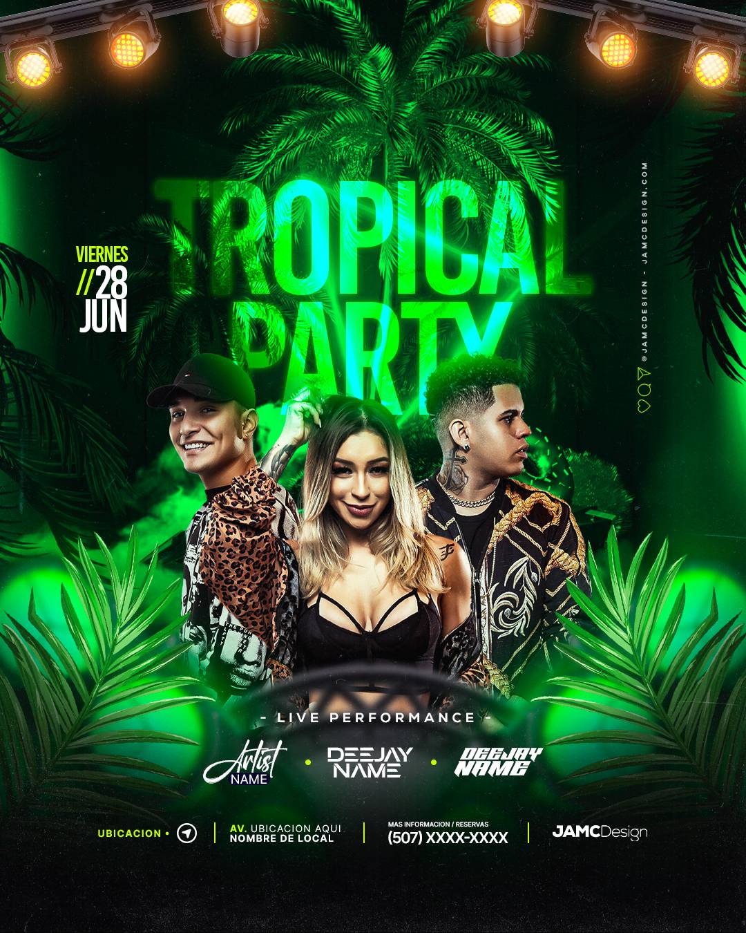 Tropical Party Flyer Template PSD
