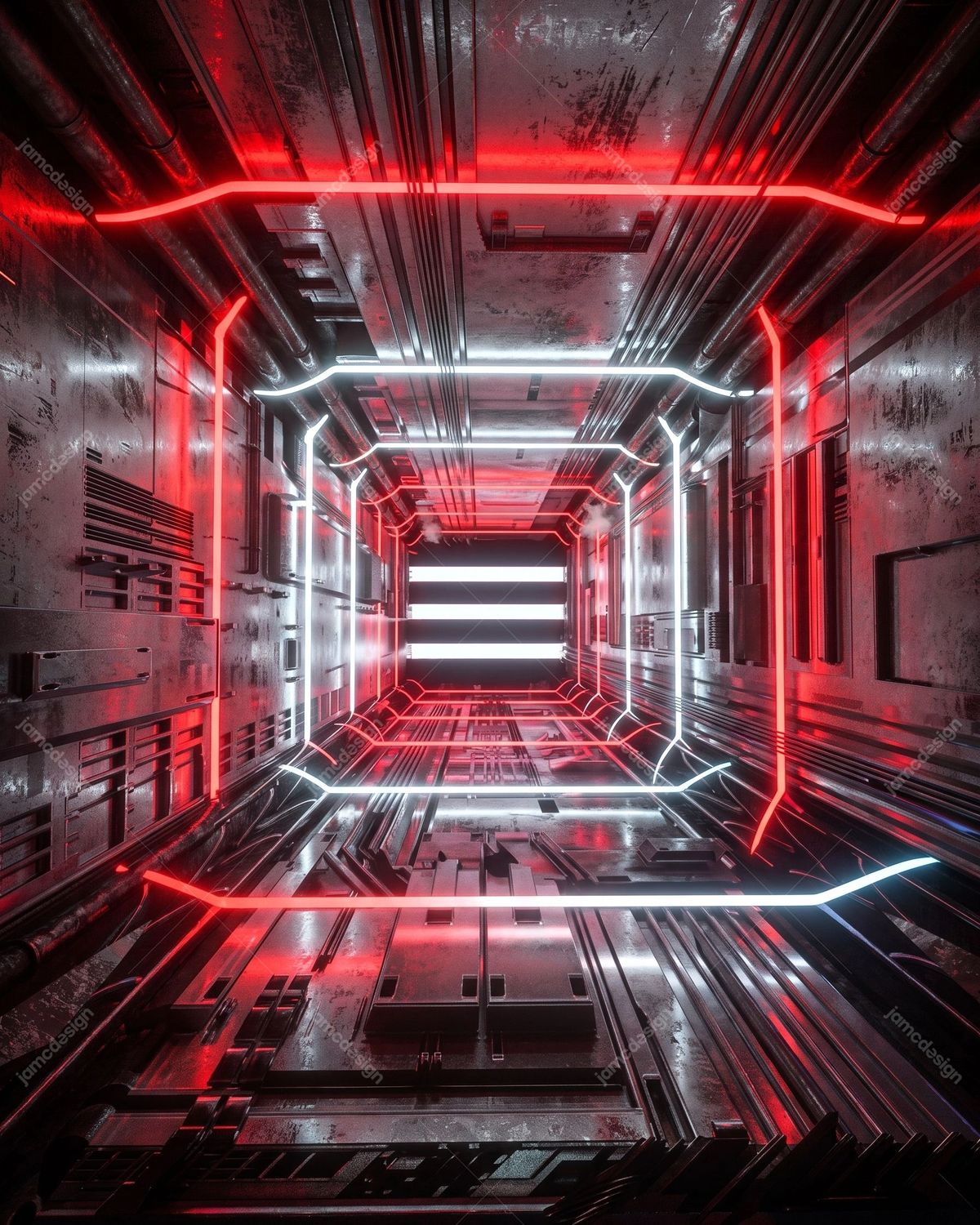 Cyberpunk Neon Corridor Futuristic Background