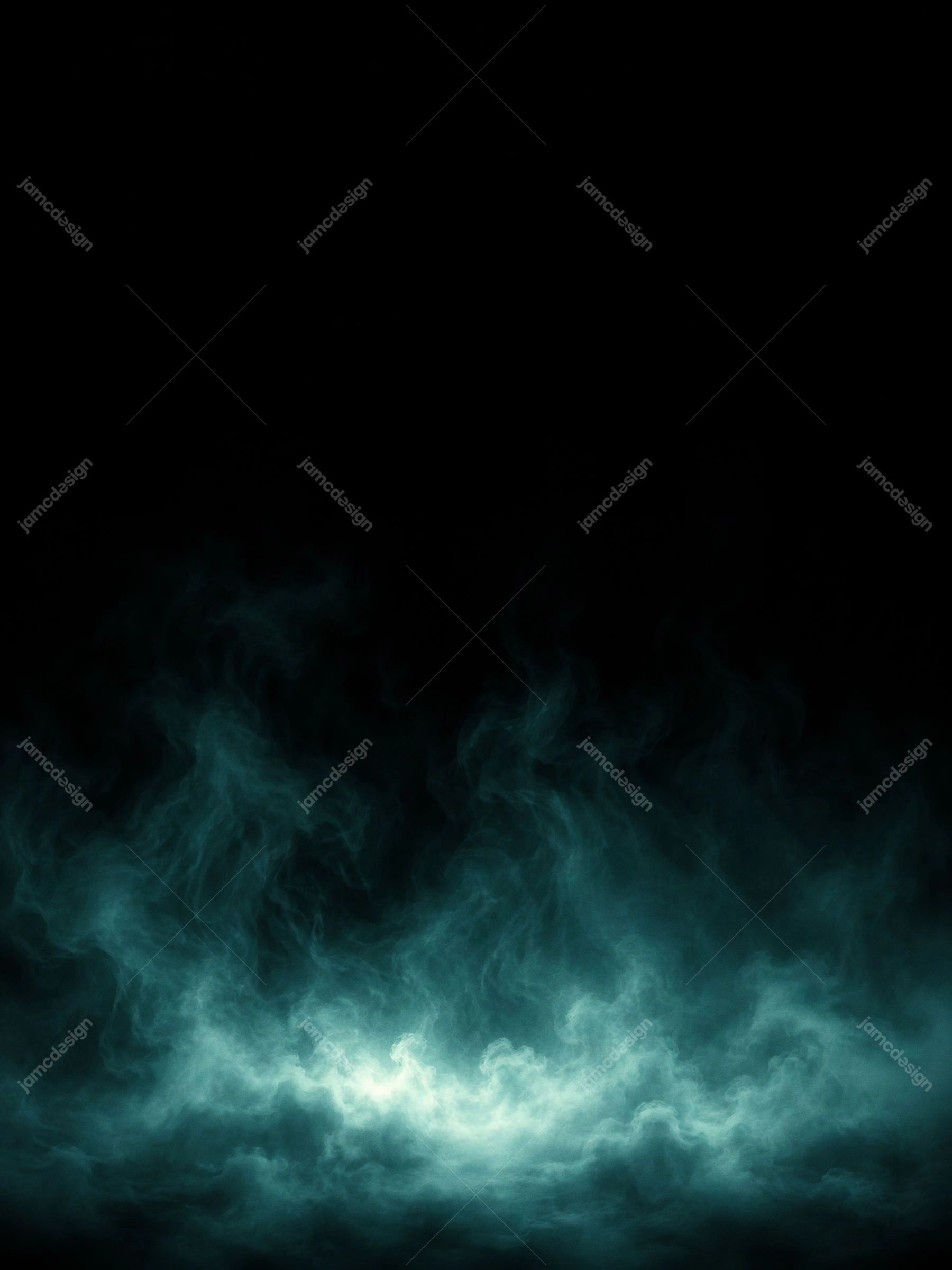 Horizonte Sutil de Névoa em Azul-petróleo com Fundo Escuro Vertical e Brilho de Fumaça Ciano. Textura de sobreposição em JPG com horizonte de névoa escura